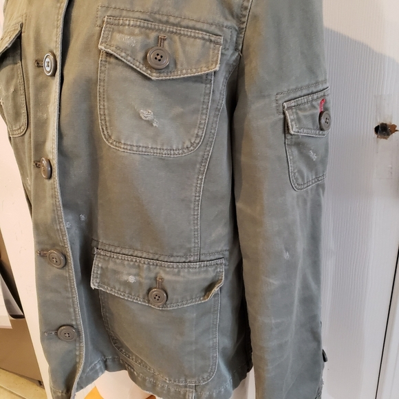 J. Crew size Large Khaki green distressed utility style jacket - Picture 7 of 10